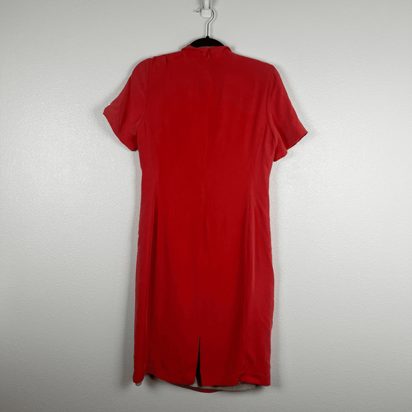 Lafayette 148 Silk Knee Length Short Sleeve Dress Orange Sz 12‎ - Picture 6 of 6